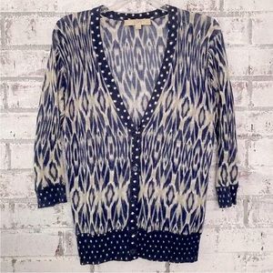 LOFT  Top Womens Large Blue Sheer V-Neck Long Sleeve Casual Cardigan  Size XL